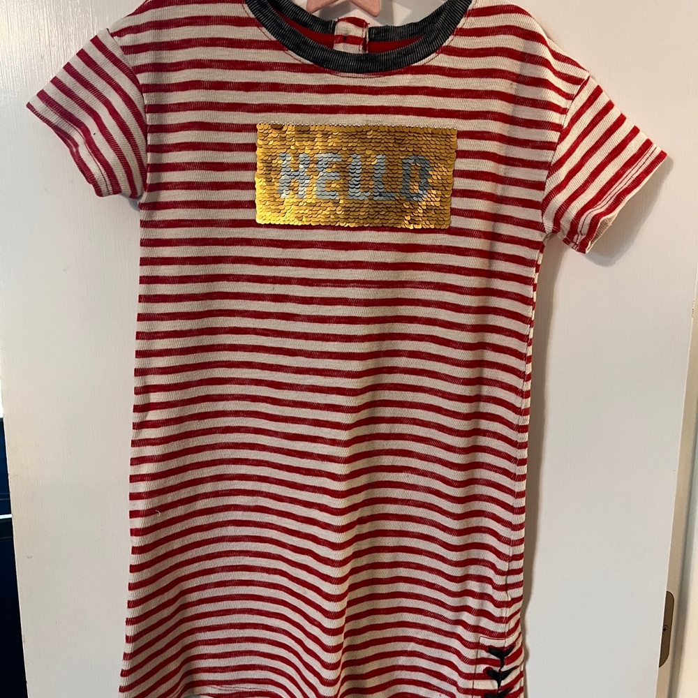 ❤️3/$10 Cat & Jack Red and White Striped Short Sleeve Dress